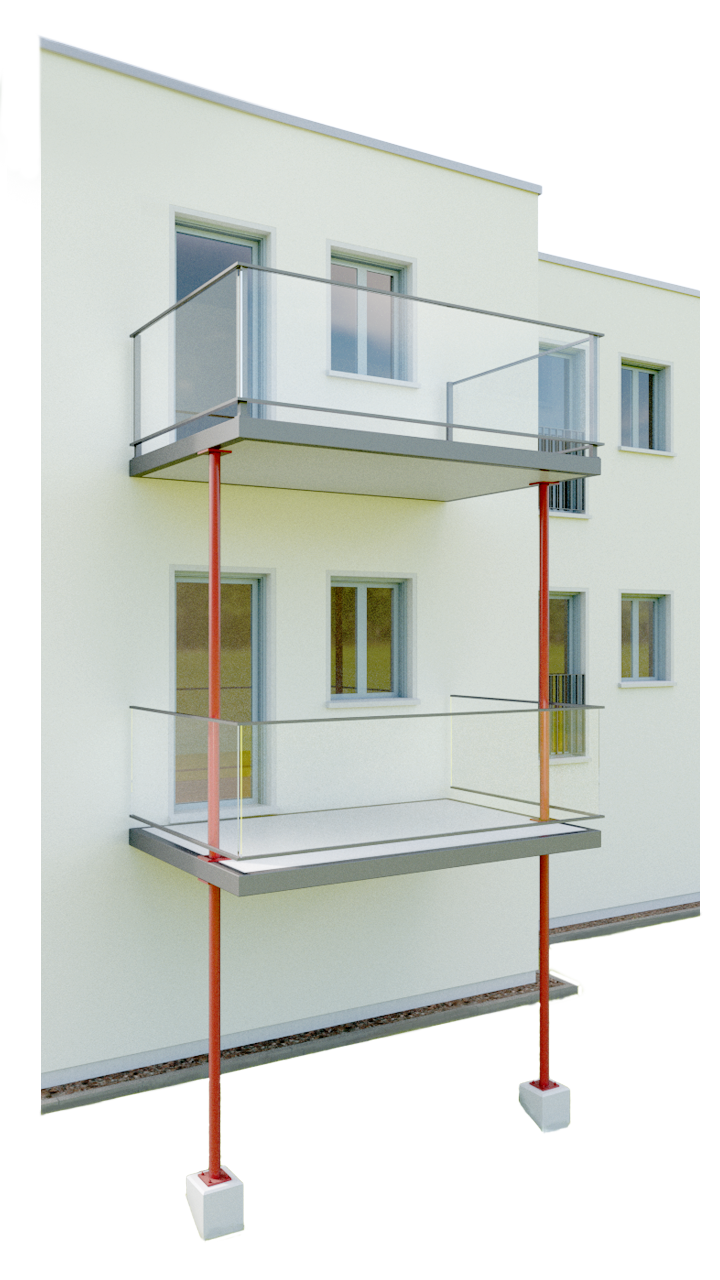 Dieser Filigro Anstellbalkon ist rückversetzt