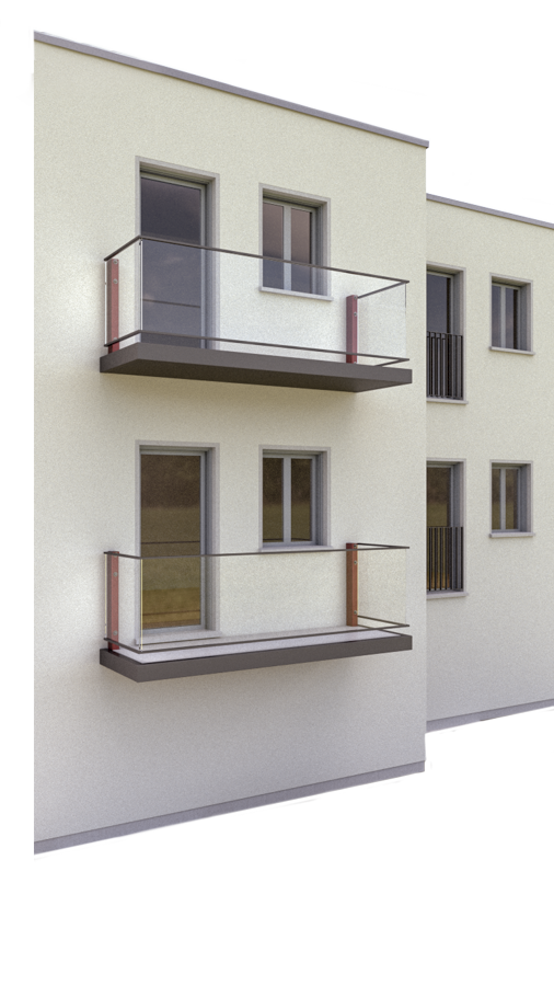 Diesen Vorhängebalkon trägt ein Wandriegel.